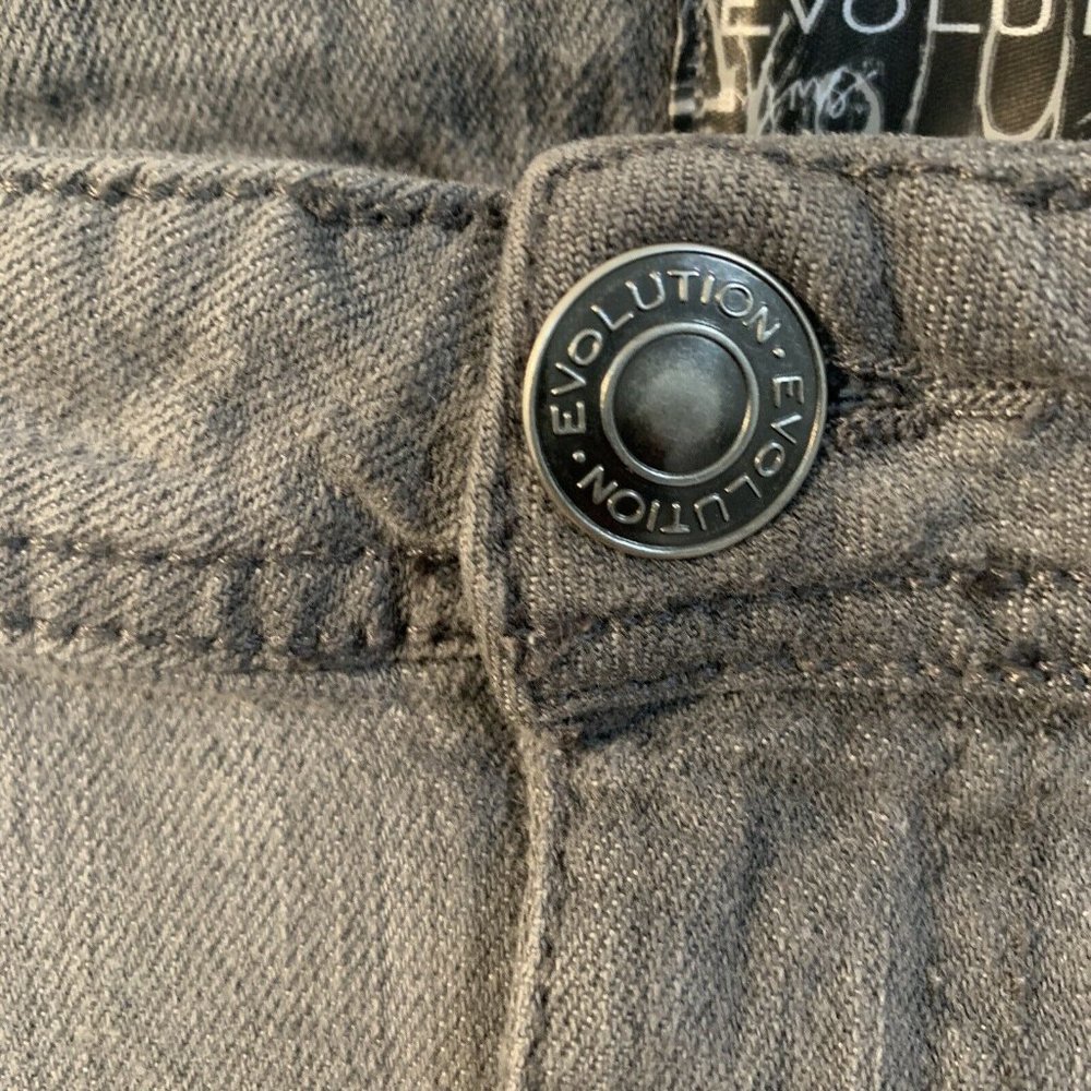 Distressed Evolution Baggy Hip Hop Woman Gray Denim Jeans Half Length 18W - Picture 6 of 8